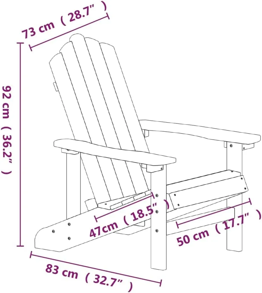 HDPE Adirondack Chair for Outdoor Patio, Anthracite Weather-Resistant Lounge Chair with Wide Arms and Steel Frame, Durable Backyard Furniture
