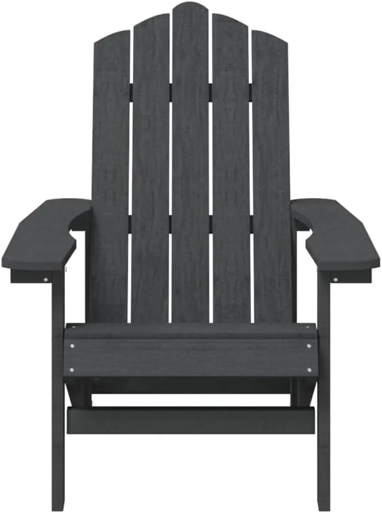 HDPE Adirondack Chair for Outdoor Patio, Anthracite Weather-Resistant Lounge Chair with Wide Arms and Steel Frame, Durable Backyard Furniture