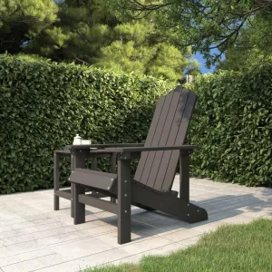 HDPE Adirondack Chair for Outdoor Patio, Anthracite Weather-Resistant Lounge Chair with Wide Arms and Steel Frame, Durable Backyard Furniture