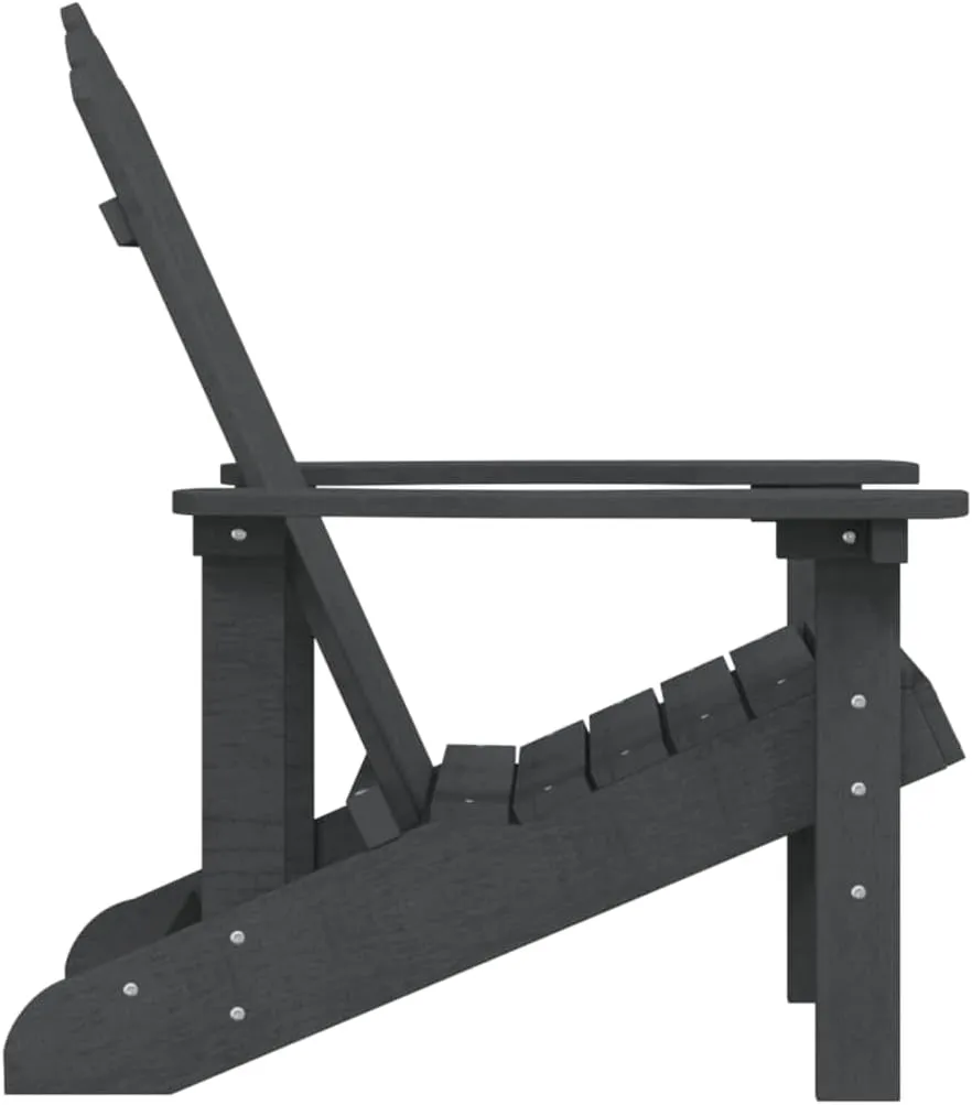 HDPE Adirondack Chair for Outdoor Patio, Anthracite Weather-Resistant Lounge Chair with Wide Arms and Steel Frame, Durable Backyard Furniture
