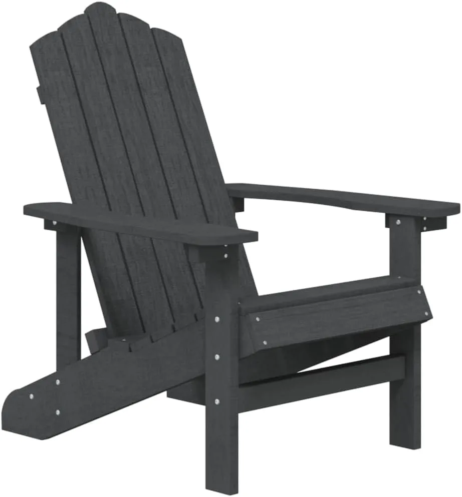 HDPE Adirondack Chair for Outdoor Patio, Anthracite Weather-Resistant Lounge Chair with Wide Arms and Steel Frame, Durable Backyard Furniture