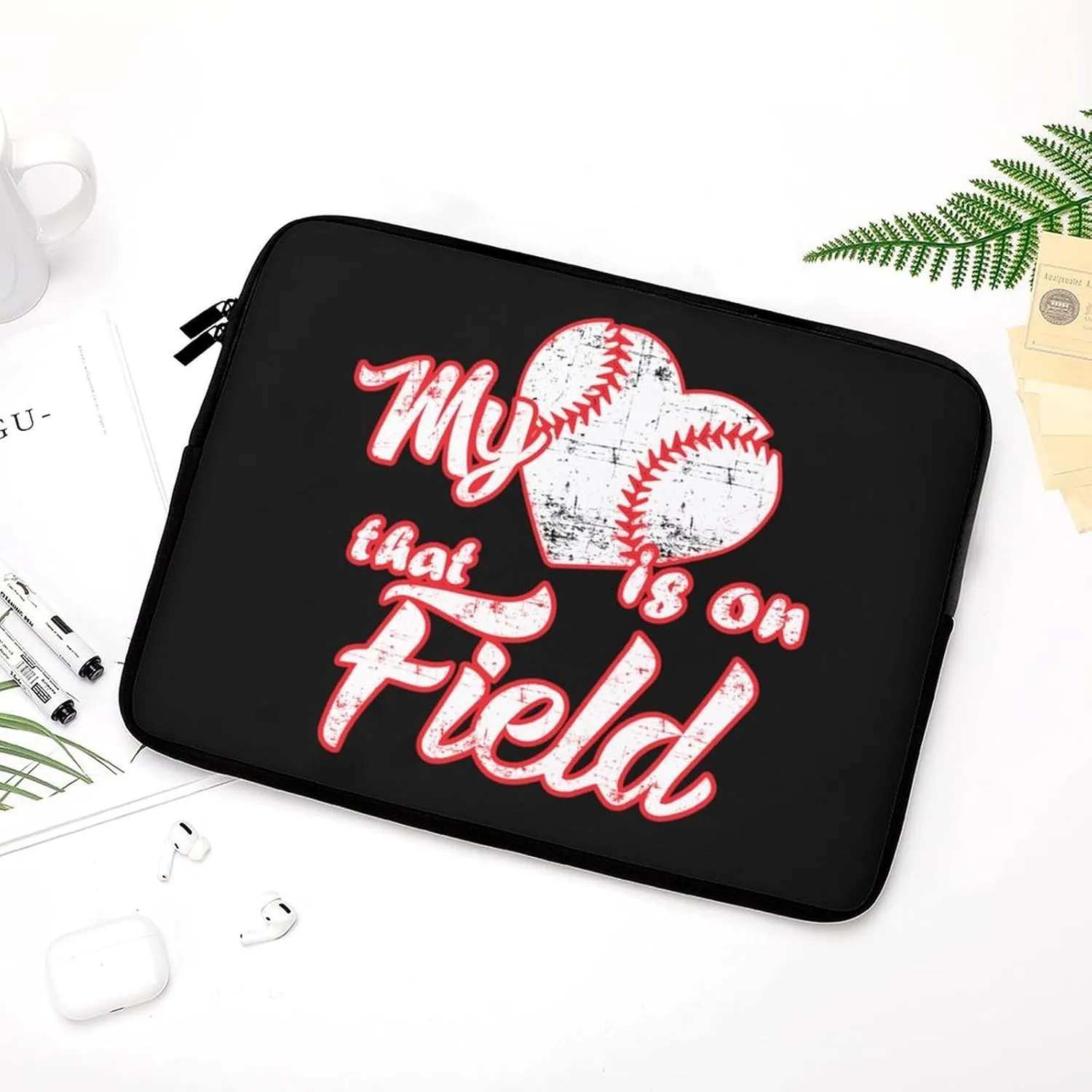 Heart is on Field Baseball Laptop Sleeve Case Computer Handbags Briefcase Carrying Bag for 10/12/13/15/17 Inch Laptops