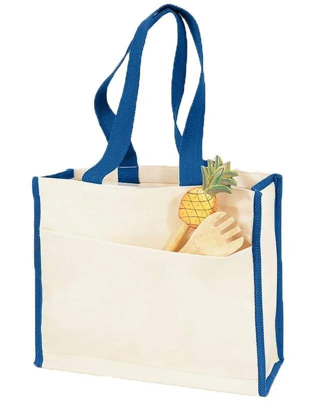 Heavy Canvas Tote Bag with Colored Trim - By Piece