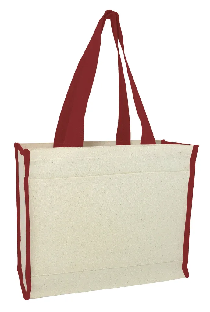 Heavy Canvas Tote Bag with Colored Trim - By Piece