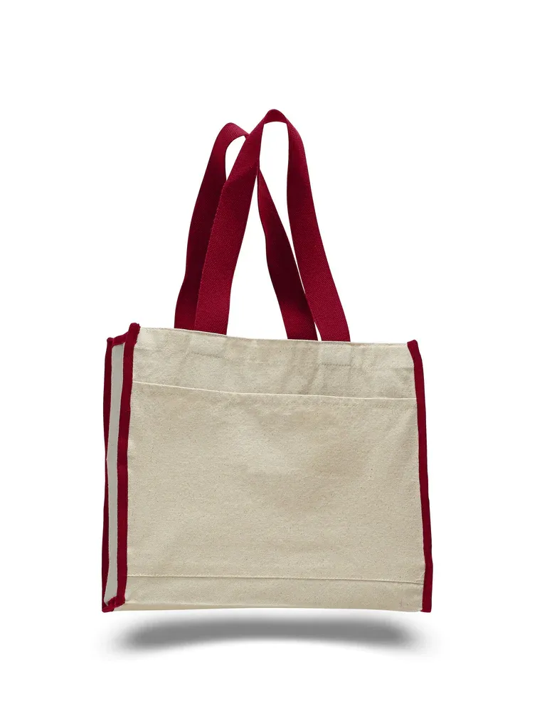 Heavy Canvas Tote Bag with Colored Trim - By Piece