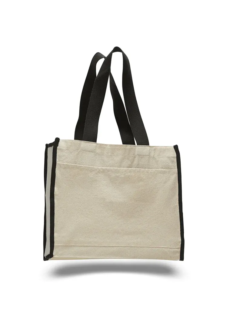 Heavy Canvas Tote Bag with Colored Trim - By Piece