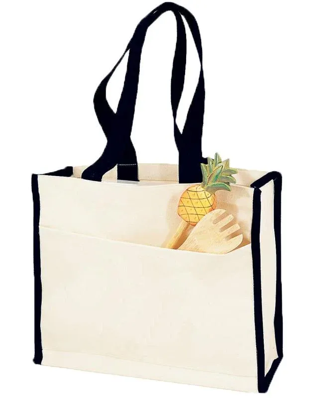 Heavy Canvas Tote Bag with Colored Trim - By Piece