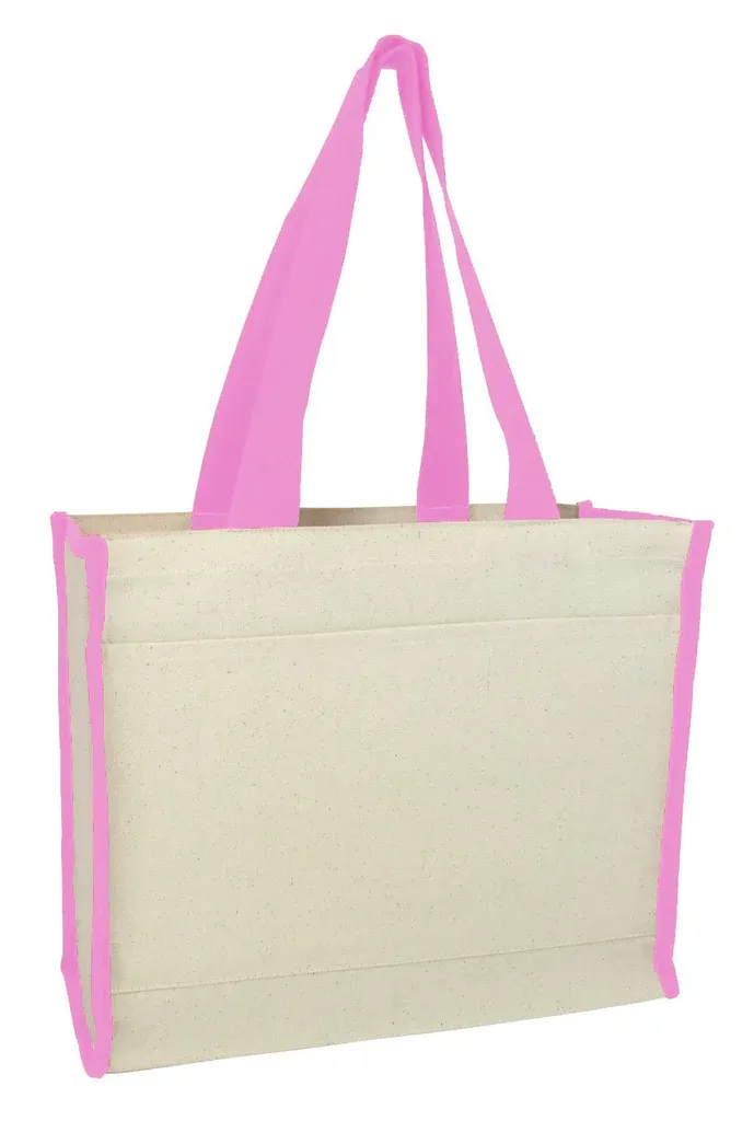 Heavy Canvas Tote Bag with Colored Trim - By Piece
