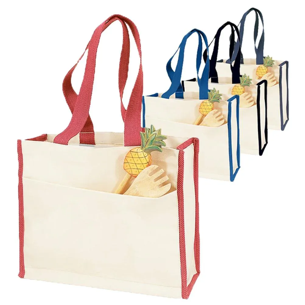 Heavy Canvas Tote Bag with Colored Trim - By Piece