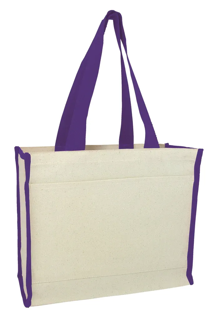 Heavy Canvas Tote Bag with Colored Trim - By Piece