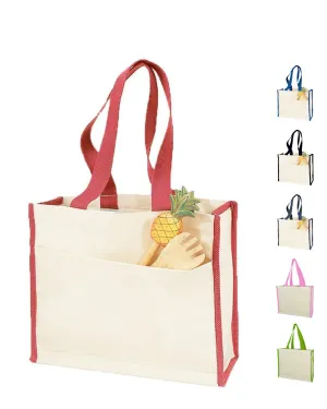 Heavy Canvas Tote Bag with Colored Trim - By Piece