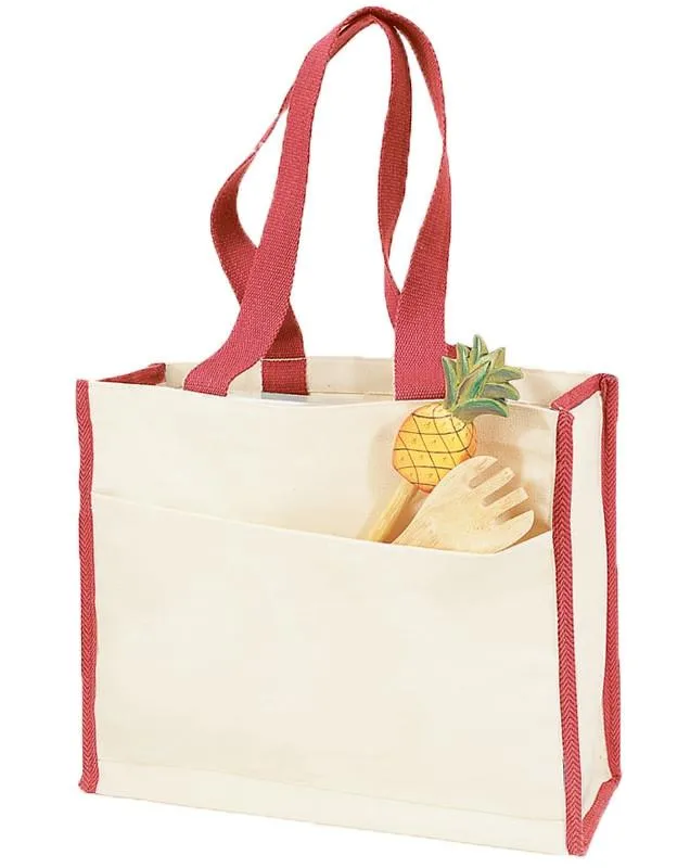 Heavy Canvas Tote Bag with Colored Trim - By Piece