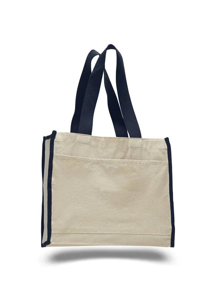Heavy Canvas Tote Bag with Colored Trim - By Piece
