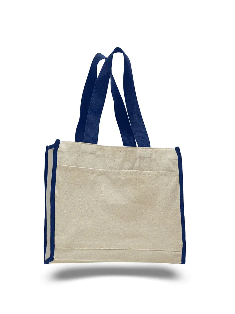 Heavy Canvas Tote Bag with Colored Trim - By Piece