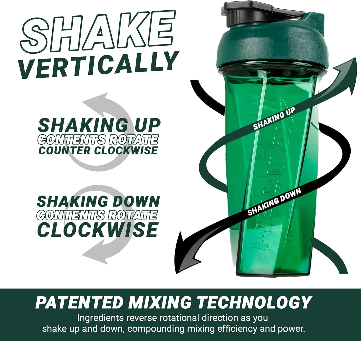 HELIMIX 2.0 Vortex Blender Shaker Bottle Holds upto 28oz | No Blending Ball or Whisk | USA Made | Portable Pre Workout Whey Protein Drink Shaker Cup | Mixes Cocktails Smoothies Shakes | Top Rack Safe