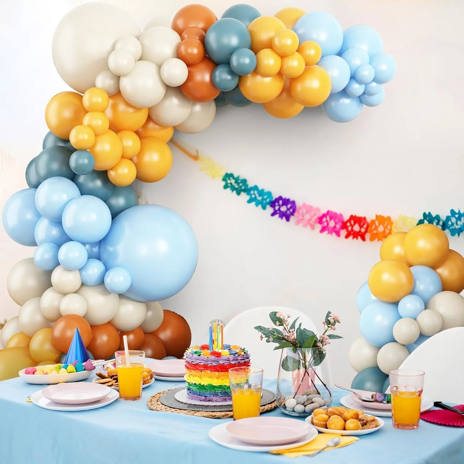 Here Comes the Son Balloon Arch Kit, Lemon Yellow Dusty Baby Blue Sand White Coffee Balloon Garland and Sun Foil Balloon for Boho Sun First Trip Around the Sunshine Baby Shower Birthday Party Supplies