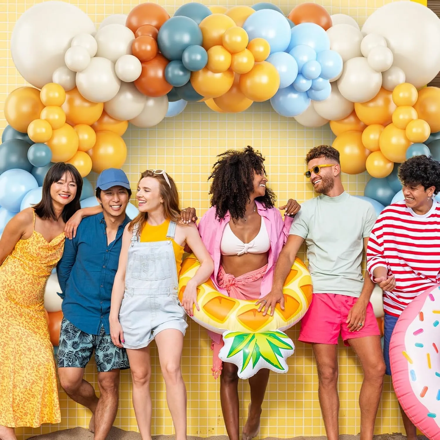 Here Comes the Son Balloon Arch Kit, Lemon Yellow Dusty Baby Blue Sand White Coffee Balloon Garland and Sun Foil Balloon for Boho Sun First Trip Around the Sunshine Baby Shower Birthday Party Supplies