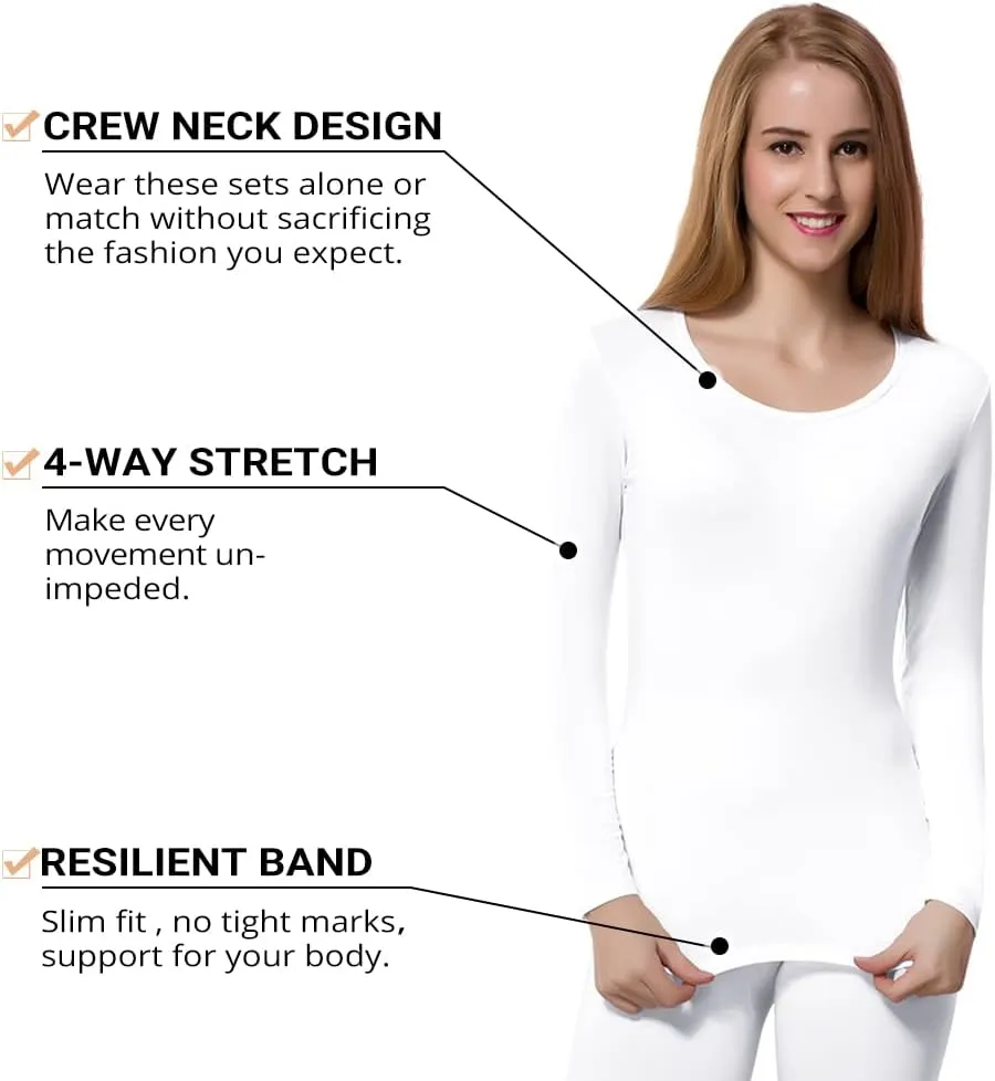 HEROBIKER Thermal Underwear Women Ultra-Soft Set Base Layer Top & Bottom Long Johns with Fleece Lined Winter Warm