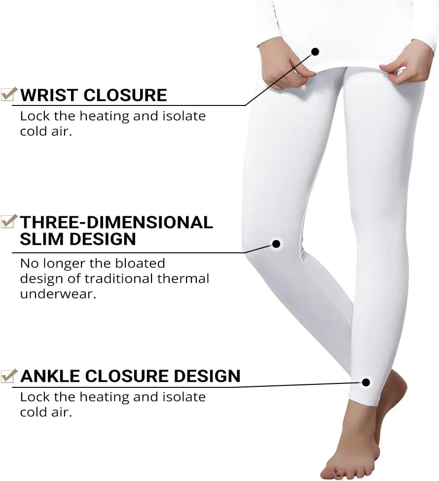 HEROBIKER Thermal Underwear Women Ultra-Soft Set Base Layer Top & Bottom Long Johns with Fleece Lined Winter Warm