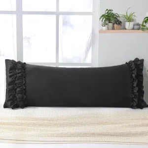 Herside Black Body Pillowcase, Ruffle Sham, 20x54 Inches, Long Pillow Cover, Ultra Soft Microfiber Decorative Body Pillow (Black)