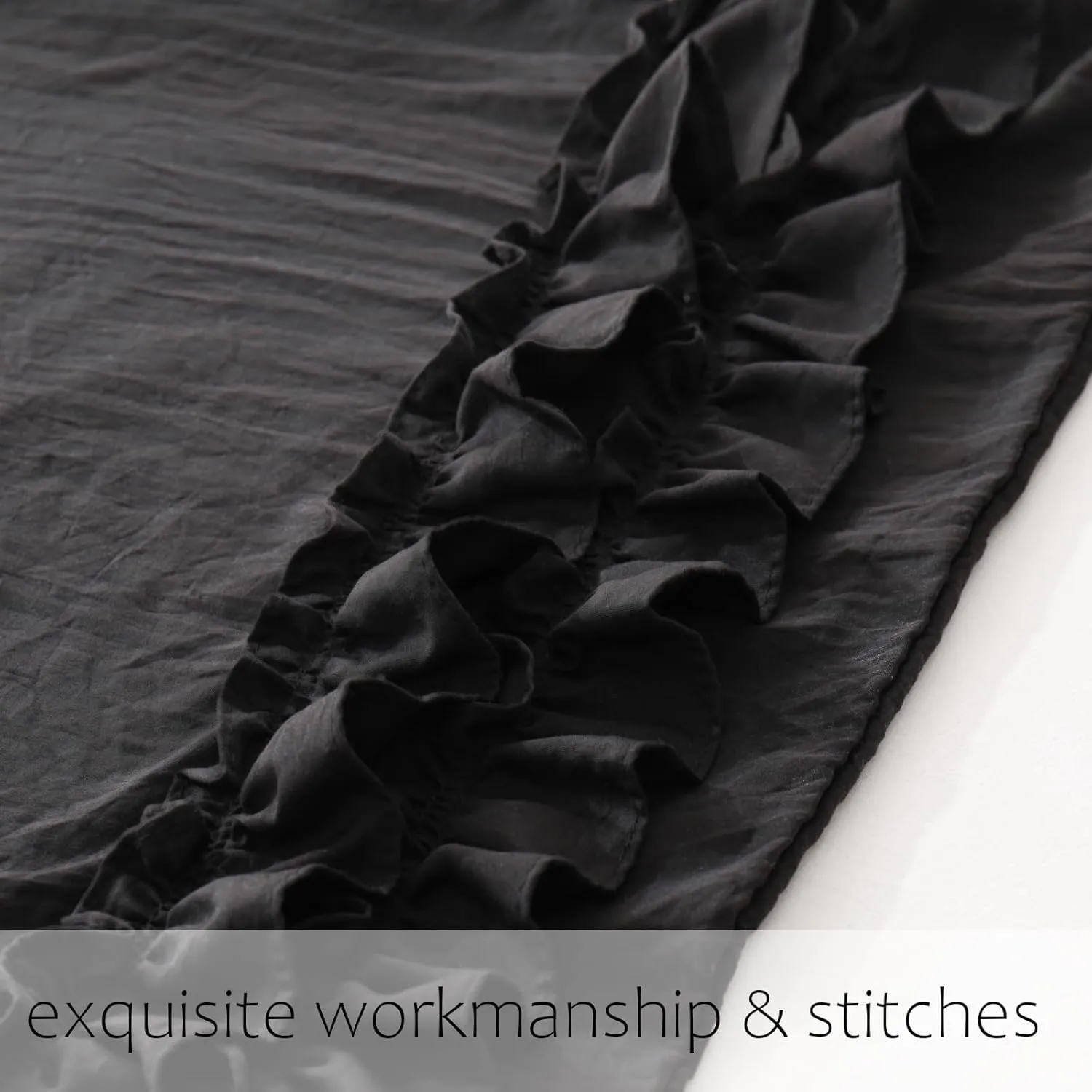 Herside Black Body Pillowcase, Ruffle Sham, 20x54 Inches, Long Pillow Cover, Ultra Soft Microfiber Decorative Body Pillow (Black)
