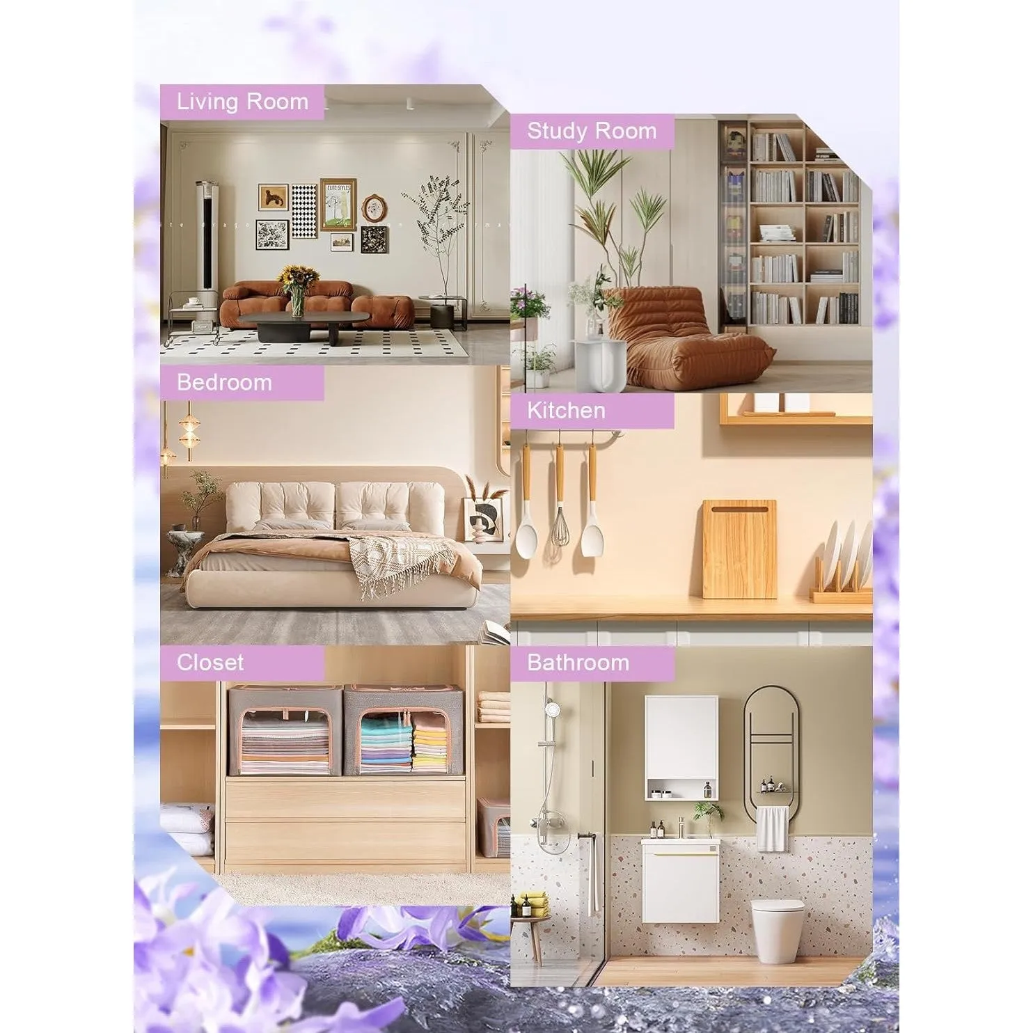 Homarket 10 packs Lavender Moisture Absorber and Odor Eliminator Hanging Bags to Rid Damp in Closet, Safe, Cars, Wardrobes, Basement, Gym Bag| Humidity Bags for Closet and wardrobes (Lavender)