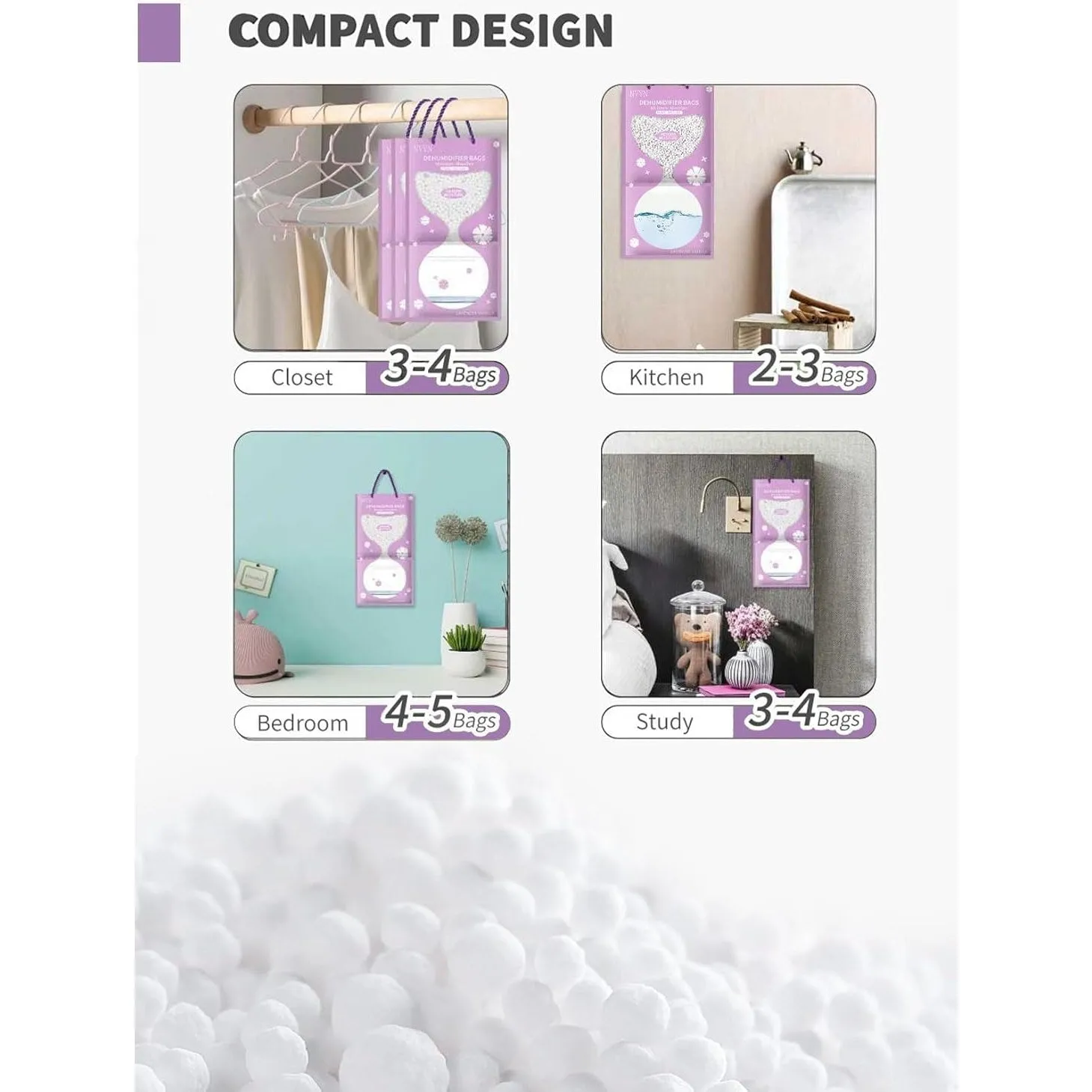 Homarket 10 packs Lavender Moisture Absorber and Odor Eliminator Hanging Bags to Rid Damp in Closet, Safe, Cars, Wardrobes, Basement, Gym Bag| Humidity Bags for Closet and wardrobes (Lavender)