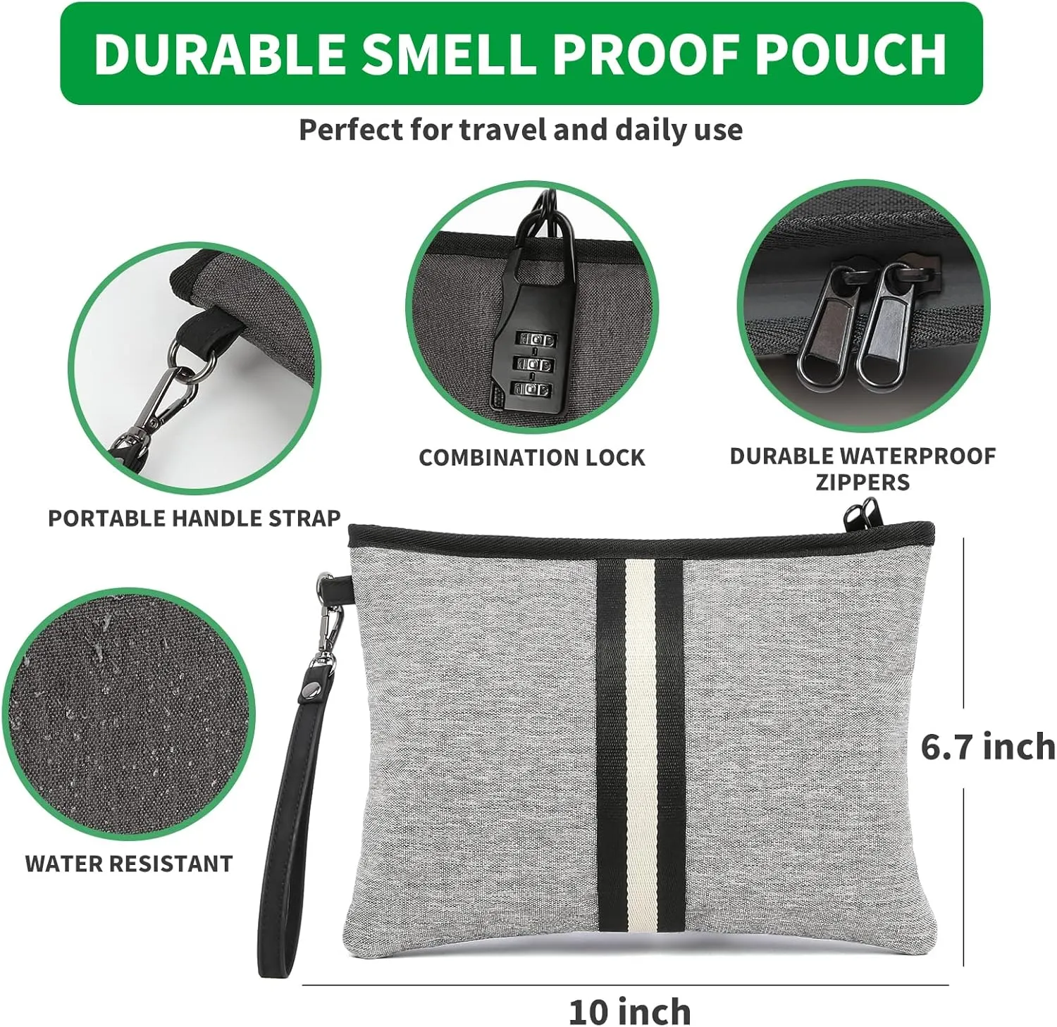HOMEAL Smell Proof Bag,Smell Proof Pouch with Lock,Smell Proof Stash Box,Smell Proof Containers,Odor Proof Bag,Smell Proof Case,Odor Proof Pouch,New Smell Proof Bag Kit for Travel and Home(Grey)