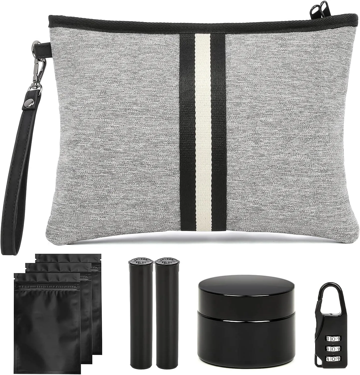 HOMEAL Smell Proof Bag,Smell Proof Pouch with Lock,Smell Proof Stash Box,Smell Proof Containers,Odor Proof Bag,Smell Proof Case,Odor Proof Pouch,New Smell Proof Bag Kit for Travel and Home(Grey)