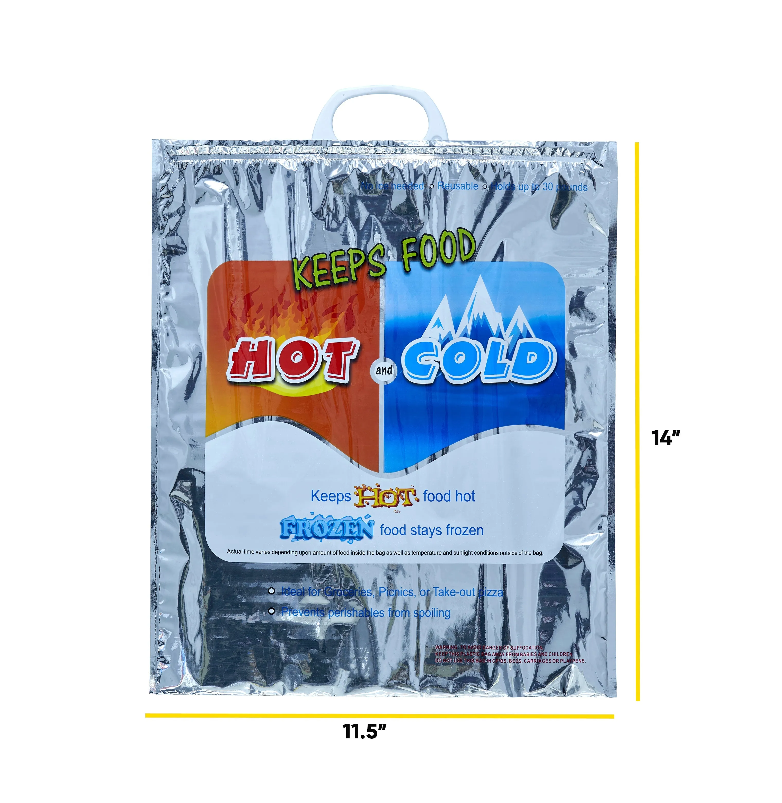 Hot and Cold Reusable Insulated Bag 16"X19.25" - 72 Pack