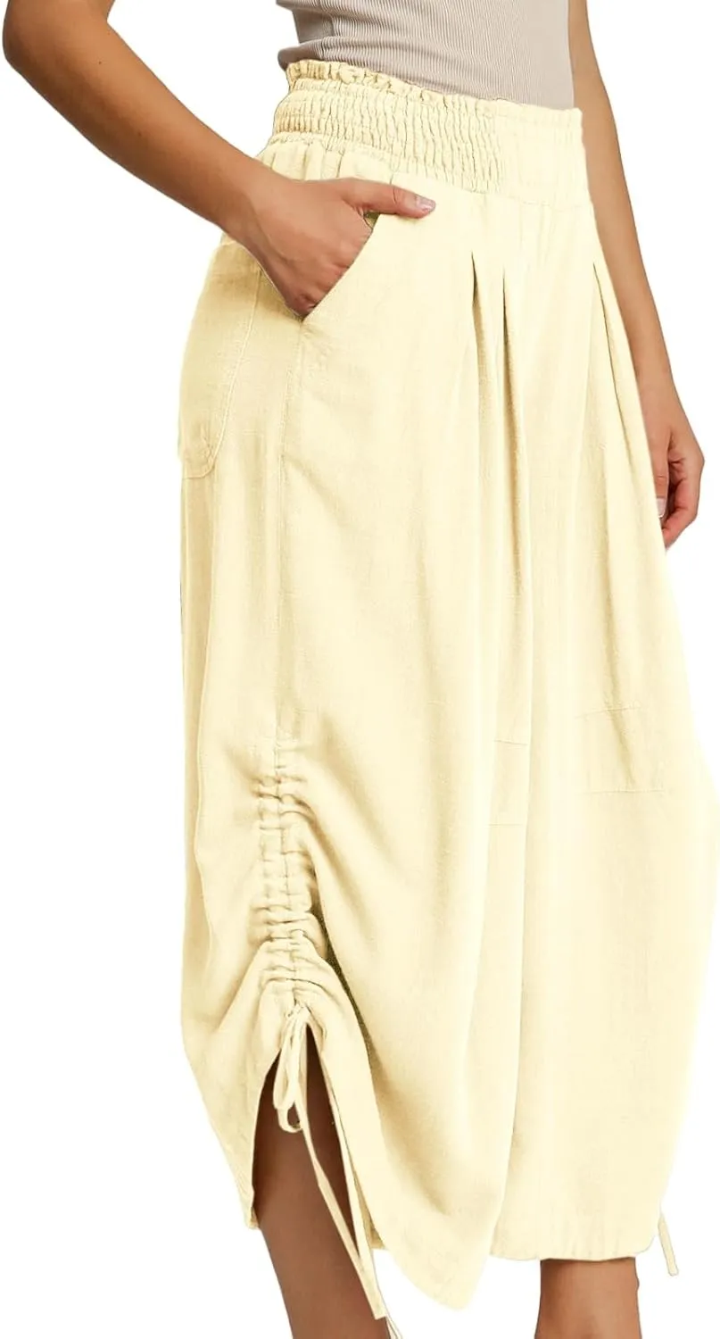 HOTIAN Women's Cotton Linen Boho Pants Summer High Waisted Casual High Waist Lounge Harem Pant 2025