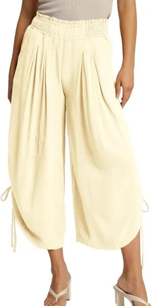 HOTIAN Women's Cotton Linen Boho Pants Summer High Waisted Casual High Waist Lounge Harem Pant 2025