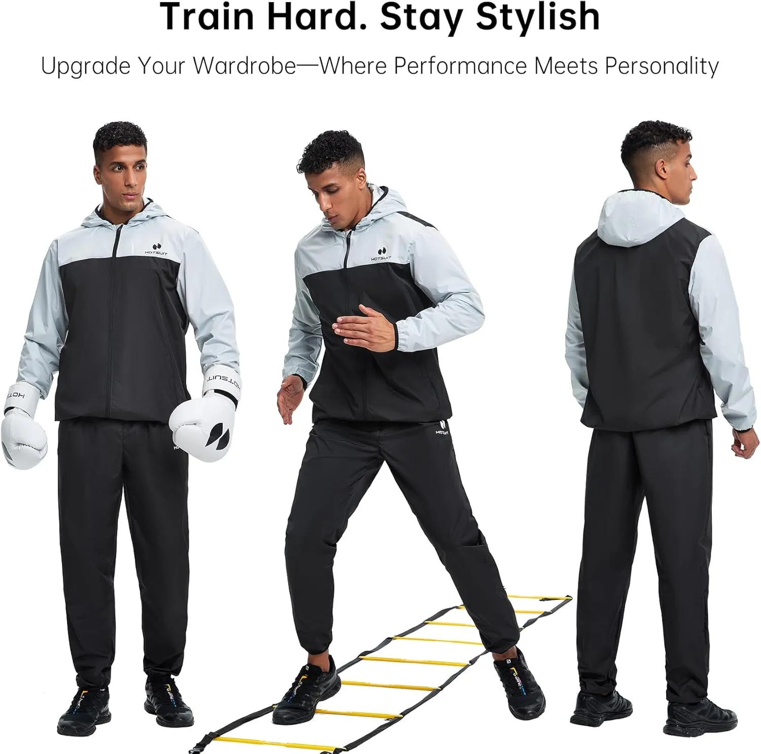 HOTSUIT Sauna Suit for Men Sweat Suits Gym Workout Exercise Sauna Jacket Pant Full Body