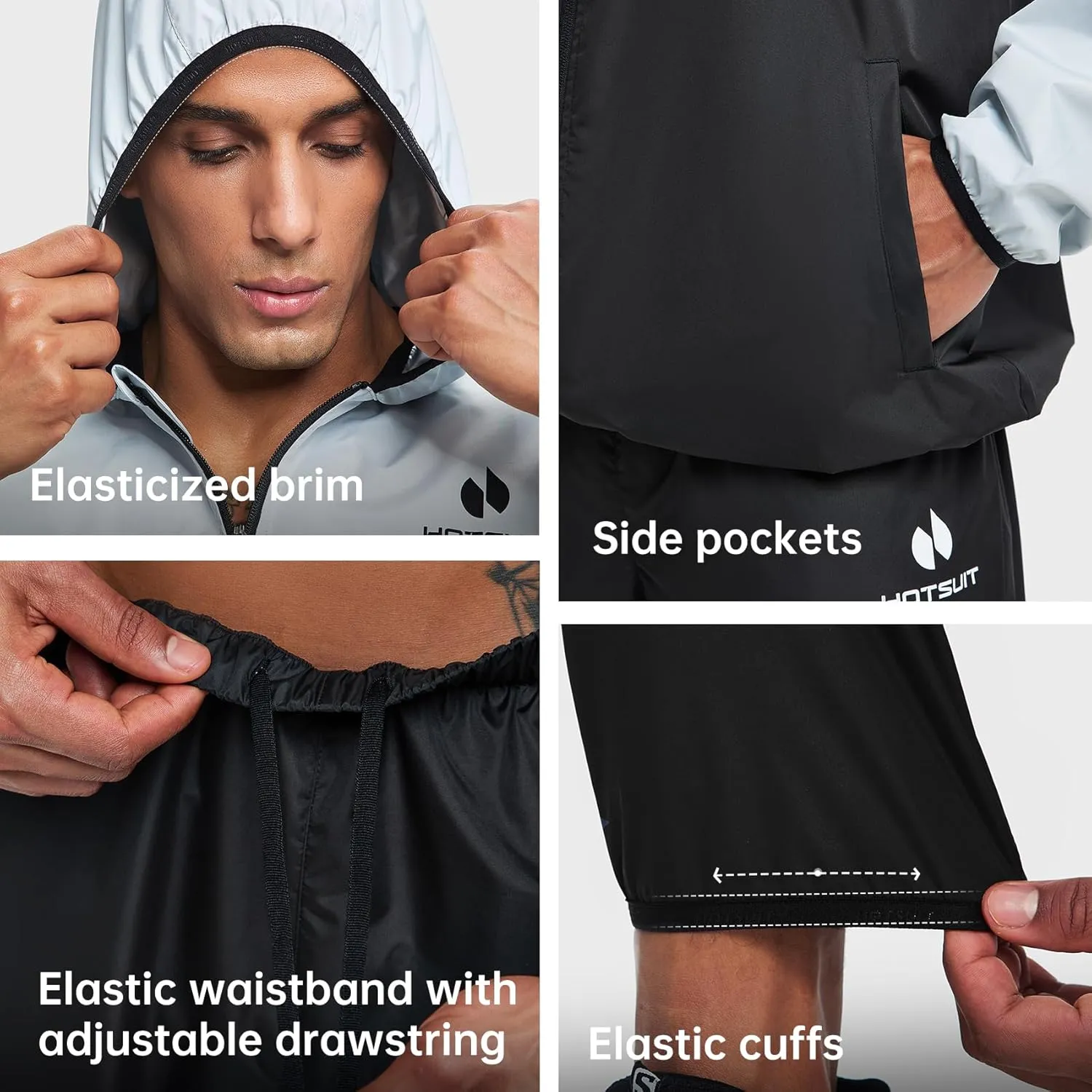 HOTSUIT Sauna Suit for Men Sweat Suits Gym Workout Exercise Sauna Jacket Pant Full Body