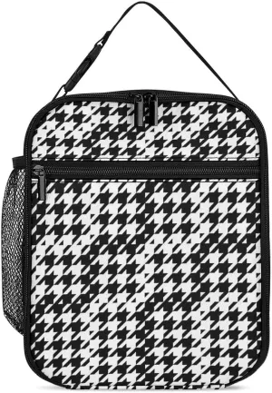 Hound-stooth Colors Reusable Lunch Bag Insulated Portable Lunch Box Bag Leak Proof Dining Bag Lunch Box Container Tote Pattern1