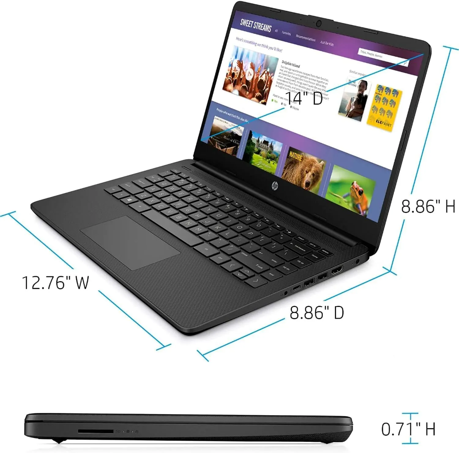 HP 14 Ultrabook • Back to School Limited Edition with Microsoft 365 • Intel 4-Core CPU • 16GB RAM • 1.6TB Storage (128GB OnBoard withHP 512GB P500 Portable SSD   1TB OneDrive) • Black • Win 11