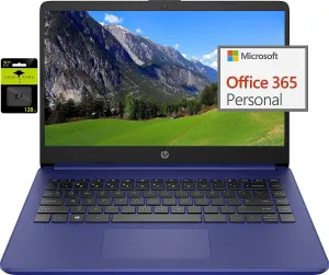 HP 14" Ultral Light Laptop for Students and Business, Intel Quad-Core N4120, 16GB RAM, 192GB Storage(64GB eMMC 128GB Ghost Manta SD), 1 Year Office 365, Webcam, HDMI, WiFi, USB-A&C, Win 11