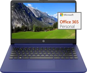 HP 14" Ultral Light Laptop for Students and Business, Intel Quad-Core N4120, 8GB RAM, 192GB Storage(64GB eMMC 128GB Micro SD), 1 Year Office 365, Webcam, HDMI, WiFi, USB-A&C, Win 11 S