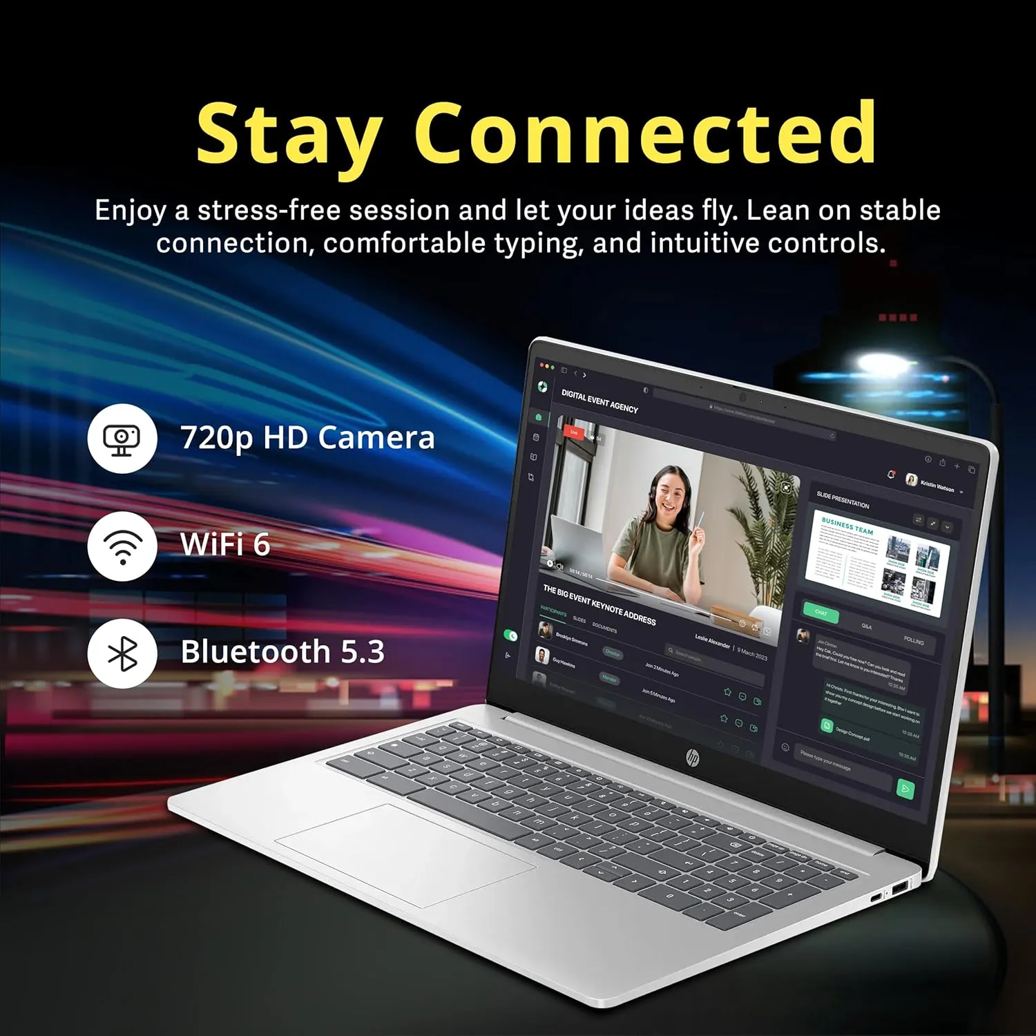 HP 15.6" HD Anti-Glare Chromebook Laptop, Intel Pentium N200, 8GB LPDDR5, 224GB Storage (64GB eMMC 160GB Docking Station Set), Intel UHD Graphics, Num Pad, 720p Camera, Wi-Fi 6, Chrome OS, Silver
