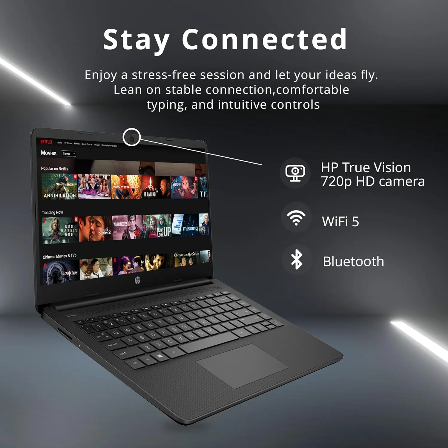 HP 2022 Stream 14" HD BrightView Laptop, Intel Celeron N4120, 4GB RAM, 64GB SSD, Intel HD Graphics, 720p Webcam, 1 Year Office 365, Black, Win 11 S, 32GB Snowbell USB Card