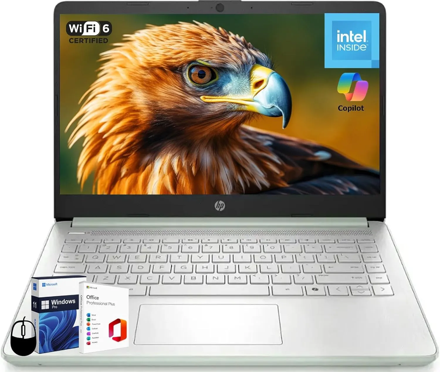 HP 2025 Student Business Laptop, Intel Processor N150(up to 3.6 GHz), 14 Inch LED Screen, 8GB RAM, 384GB Storage(128GB UFS 256GB MSD), Wi-Fi 6, Copilot AI, Office Pro Lifetime, Windows 11 Pro,w/Mouse