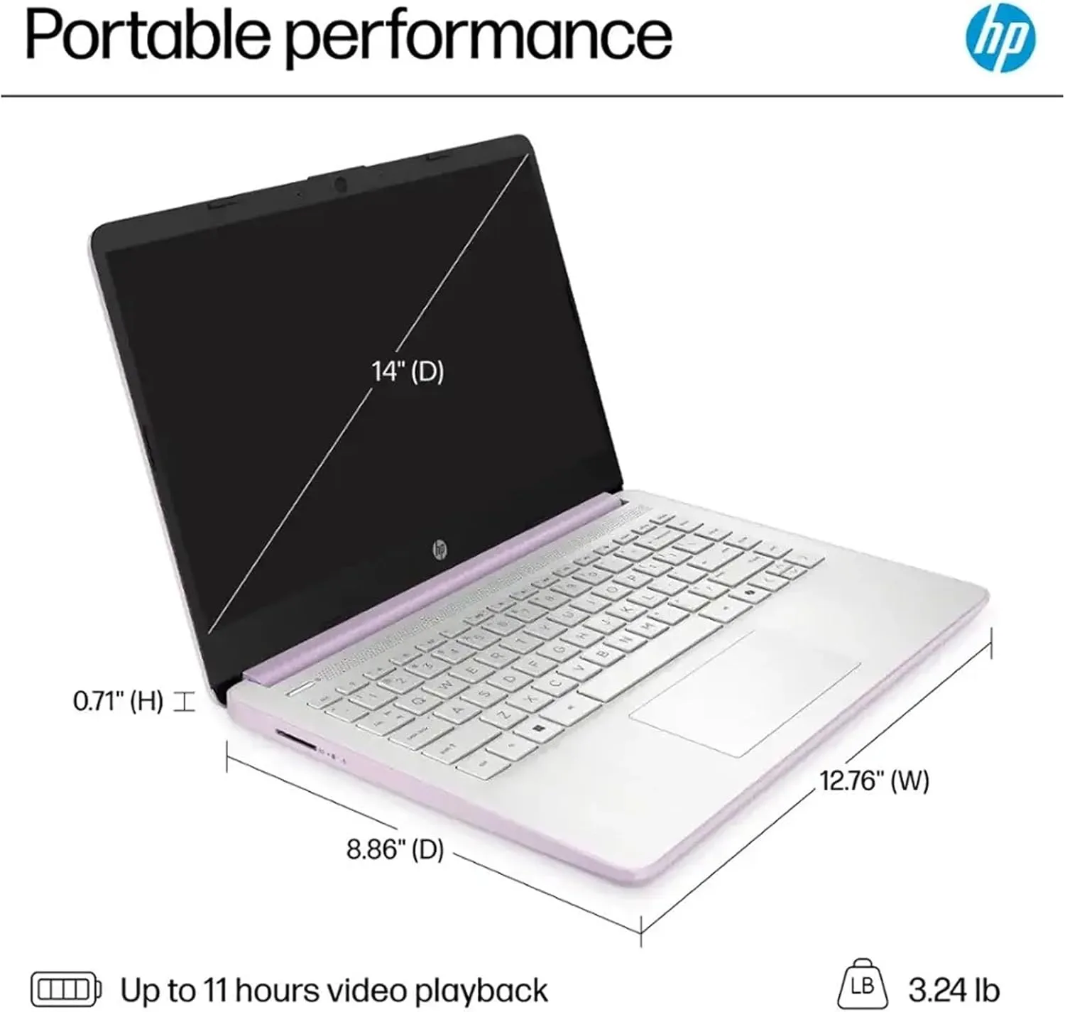 HP AI-Powered 14" HD Laptop with Microsoft Office and 1TB Cloud Storage Included for 1-Year| 16GB RAM|128GB SSD & 128GB Portable SSD| Intel 4-Core CPU| Webcam|Ultra Light| Windows 11| RK Bundle|Purple