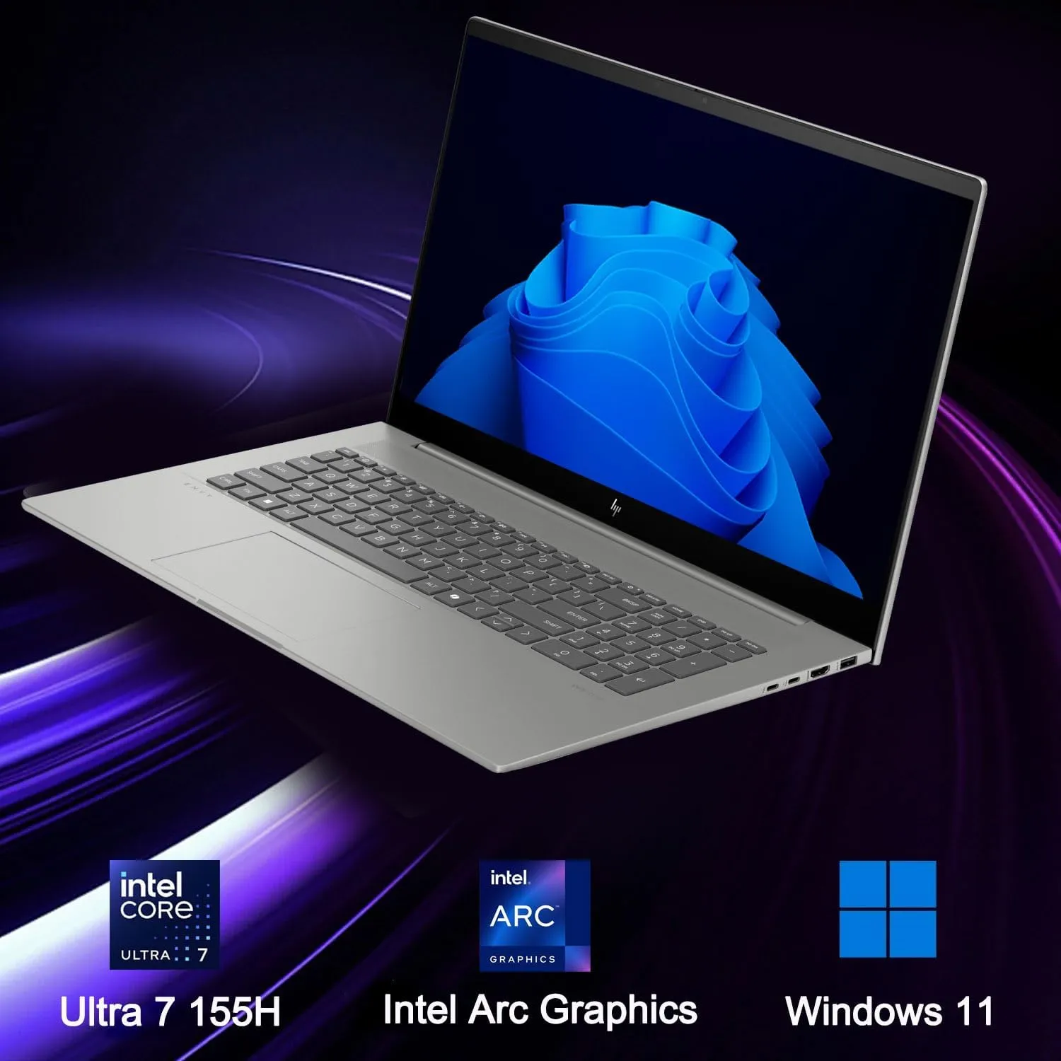 HP Envy Business AI Laptop, 17.3" FHD Touchscreen, Intel Core Ultra 7 155H, 64GB DDR5 RAM, 2TB SSD, Numeric Keypad, HDMI, Webcam, Backlit Keyboard, Wi-Fi 7, Windows 11 Pro, Silver