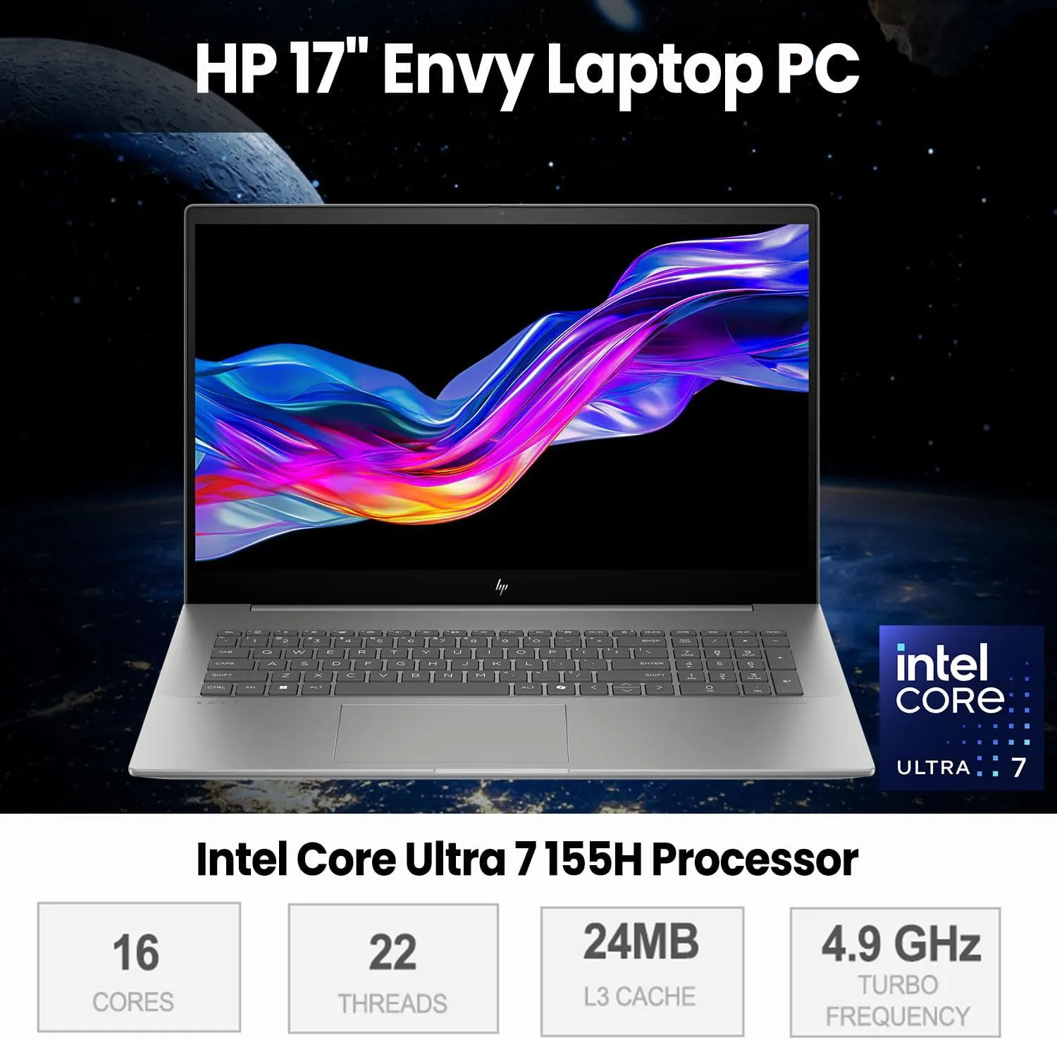 HP Envy High Performance AI Laptop, 17.3" FHD Touchscreen, Intel Core Ultra 7 155H, 16GB DDR5 RAM, 1TB SSD, Backlit KB, Wi-Fi 7, W11P, Silver, (Targus USB-C 100W) Docking Station Bundle