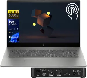 HP Envy High Performance AI Laptop, 17.3" FHD Touchscreen, Intel Core Ultra 7 155H, 64GB DDR5 RAM, 1TB SSD, Backlit KB, Wi-Fi 7, W11P, Silver, (Targus USB-C 100W) Docking Station Bundle