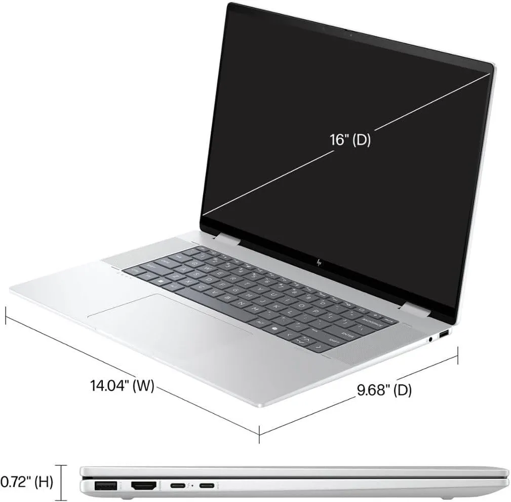 HP Envy x360 2-in-1 16 2024 Laptop 16" WUXGA IPS Touchscreen 12-Core Intel Ultra 7 155U 32GB LPDDR5 2TB SSD Intel Iris Xe Graphics Thunderbolt 4 Wi-Fi 6E Backlit Keyboard Win11 Pro w/ONT 32GB USB