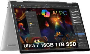 HP Envy x360 2-in-1 Touchscreen Laptop (16" FHD , Intel 12-Core Ultra 7 155U (> i7-13700H), 16GB RAM, 1TB SSD) for Creator, Designer, Photographer, 5MP IR Camera, Backlit KB, Win 11 Pro, 2025 AI PC