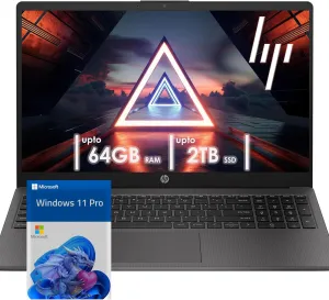 HP Laptop 255 G10 Notebook• 64GB RAM• 2TB SSD• 15.6" Full HD Display• Ryzen 3 7330U (Beat Intel i5-1135G7)• HDMI• USB-C• Wi-Fi 6• Bluetooth• Windows 11 Pro• Business or Personal Use