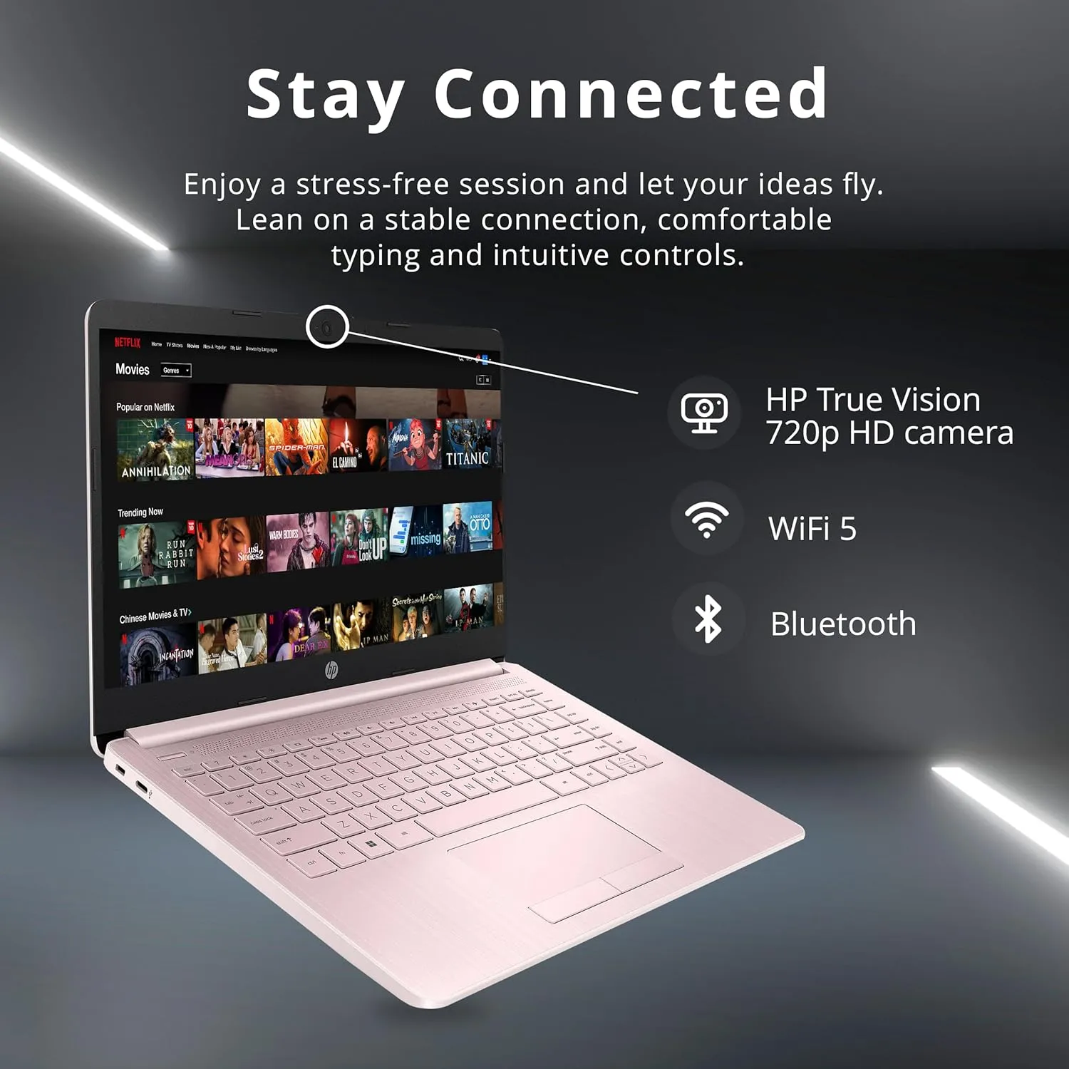 HP Premium Stream 14" HD BrightView Laptop, Intel Celeron N4120, 16GB RAM, 64GB eMMC Storage, UHD Graphics, HD Webcam, 1 Year Office 365, Bluetooth, WiFi, HDMI, Win 11s, Pink, 32GB Hotface USB Card