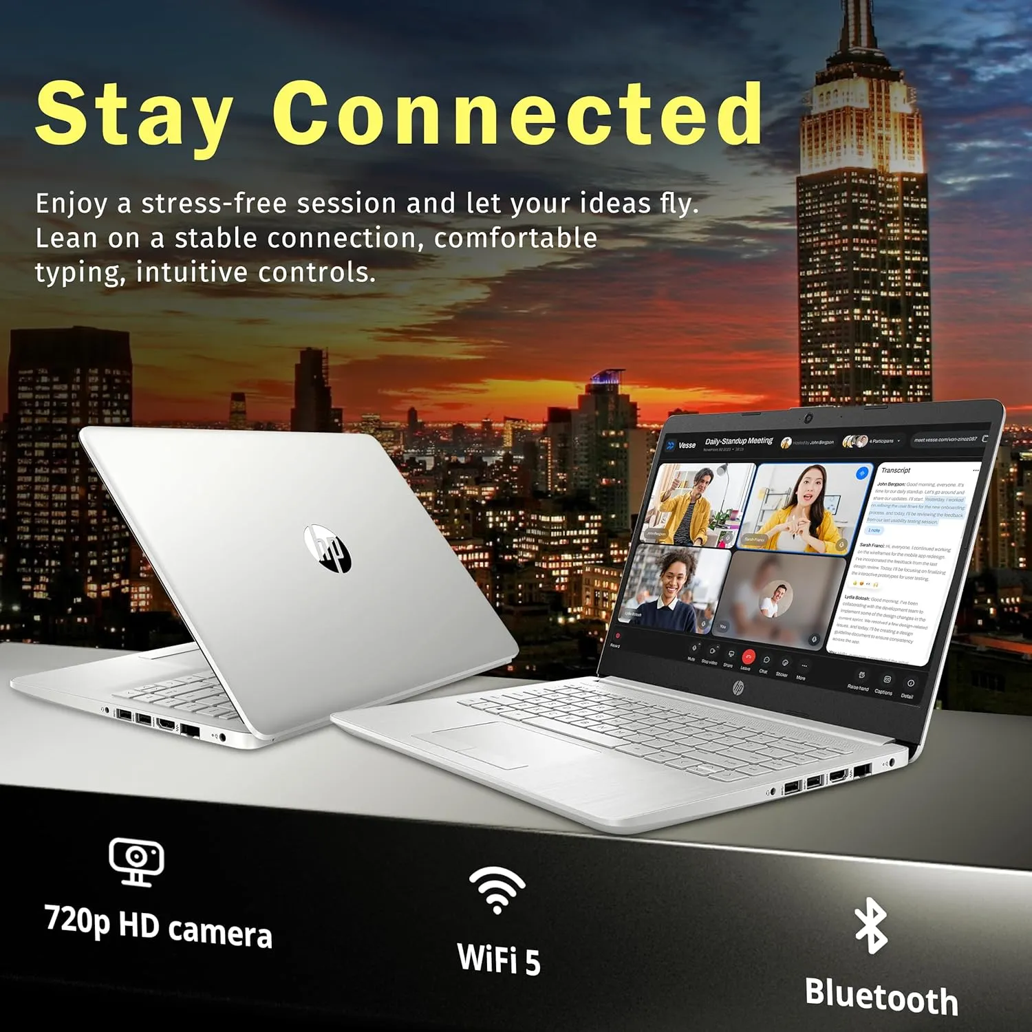 HP Premium Stream 14" HD BrightView Laptop, Intel Celeron N4120, 8GB RAM, 64GB eMMC, Intel UHD Graphics, HD Webcam, 1 Year Office 365, WiFi 5, Bluetooth, Win 11s, Silver, 32GB Hotface USB Card